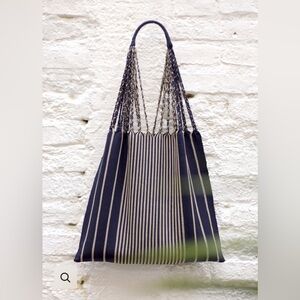 Luz Collection Las Rayas Tote Beach Bag, Navy Blue